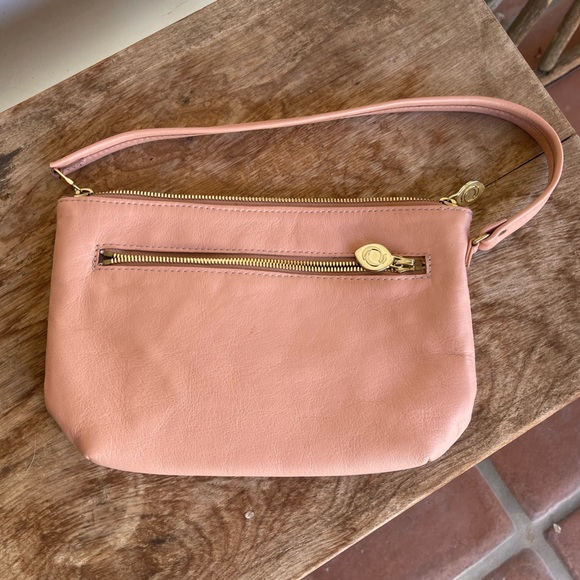 CALLEEN CORDERO Peachy Pink Studded Leather Shoulder Bag 2 Zippered Storage Cute - Picture 4 of 12
